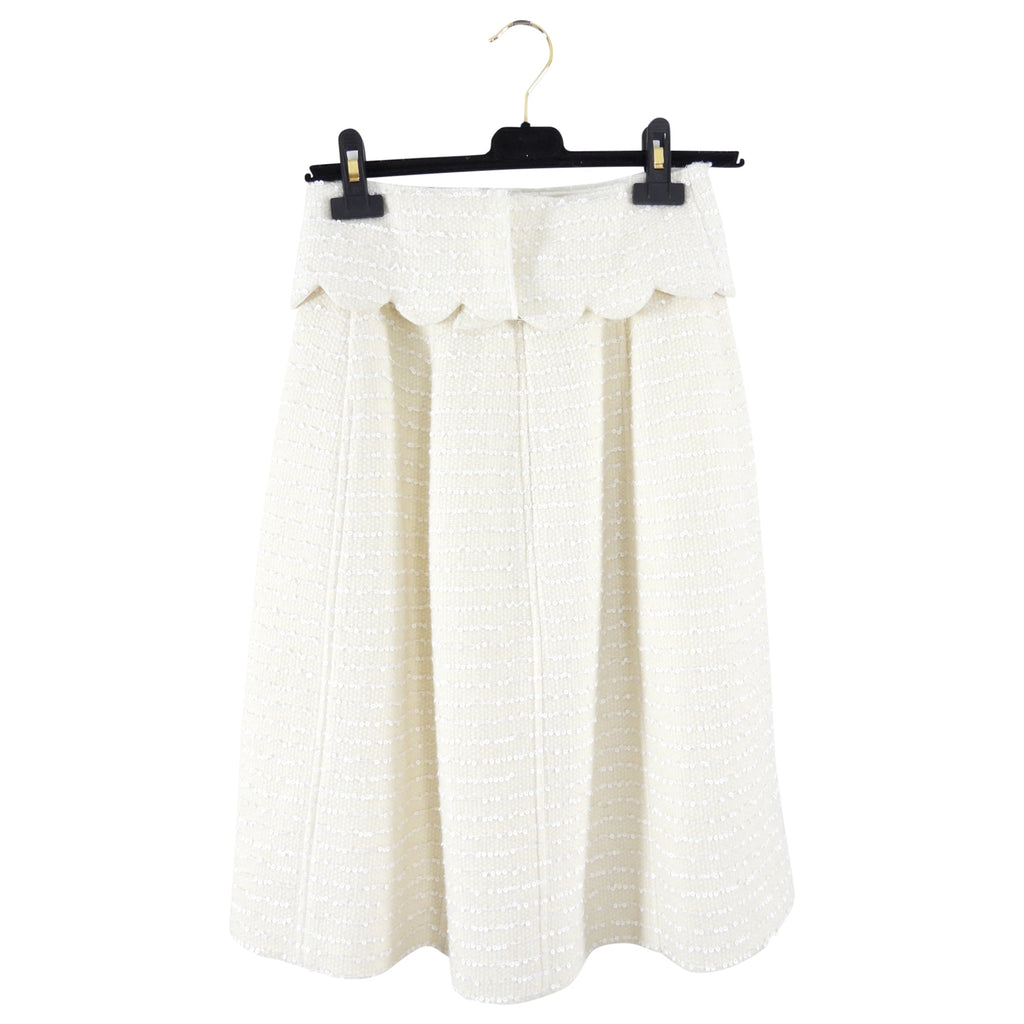 Chanel Pre-Fall 2021 Ivory Sequin Skirt - 26" waist
