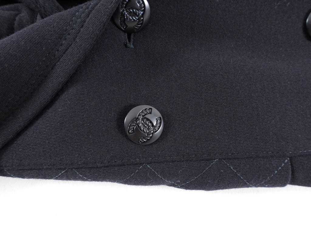 Chanel 11A Black Wool Knit Jersey Belted Trench Coat - FR40 / 8 (M)