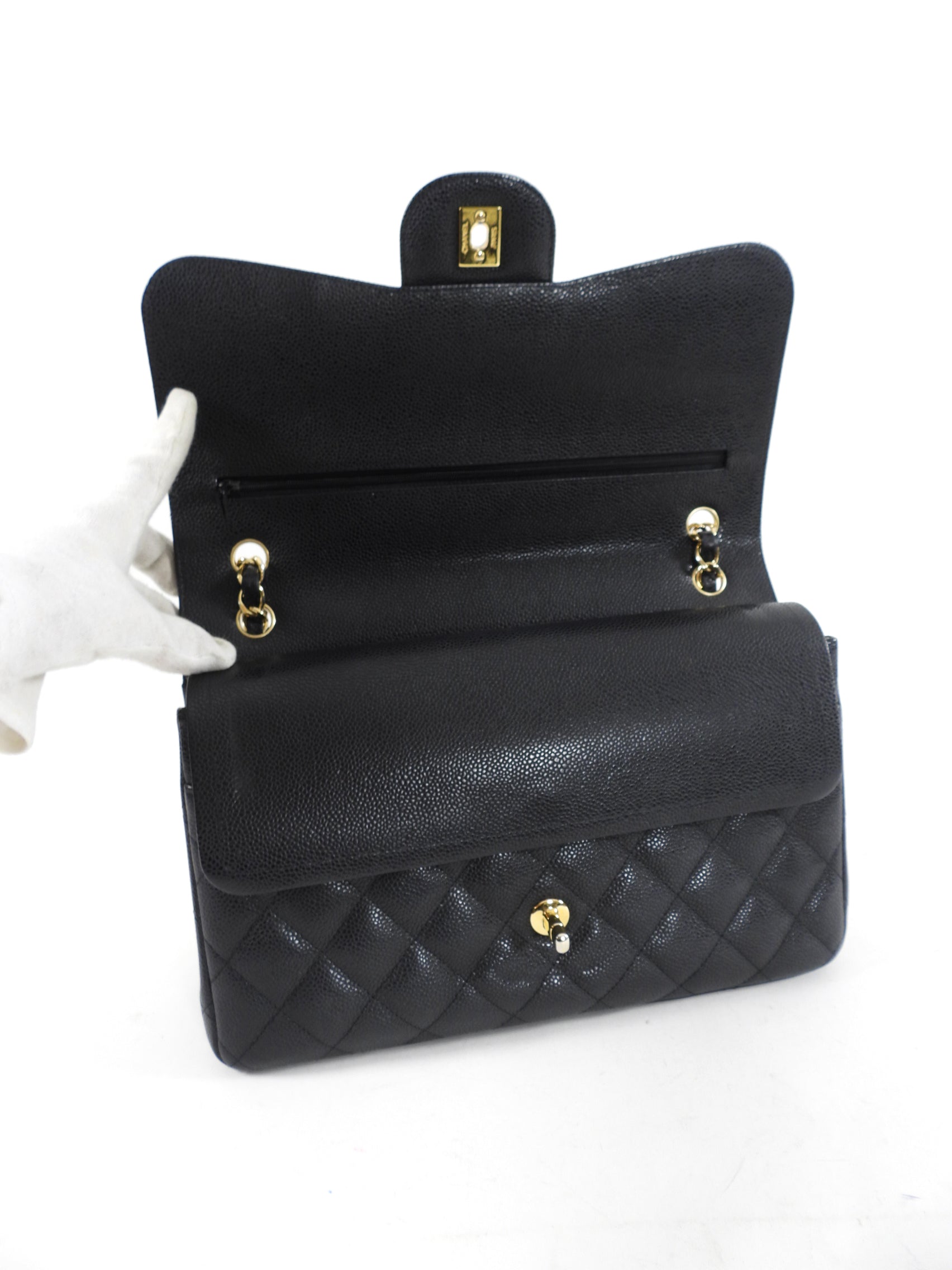 Chanel Black Caviar Jumbo Double Classic Flap Bag