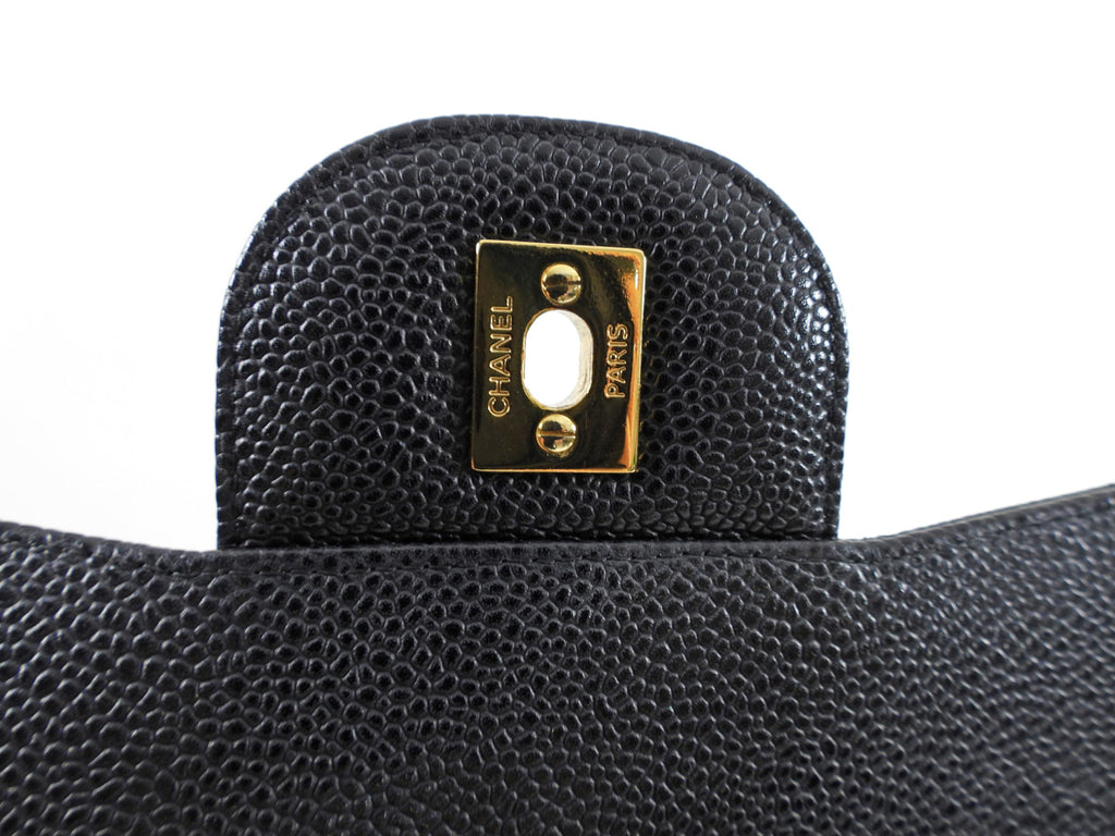 Chanel Black Caviar Jumbo Double Classic Flap Bag