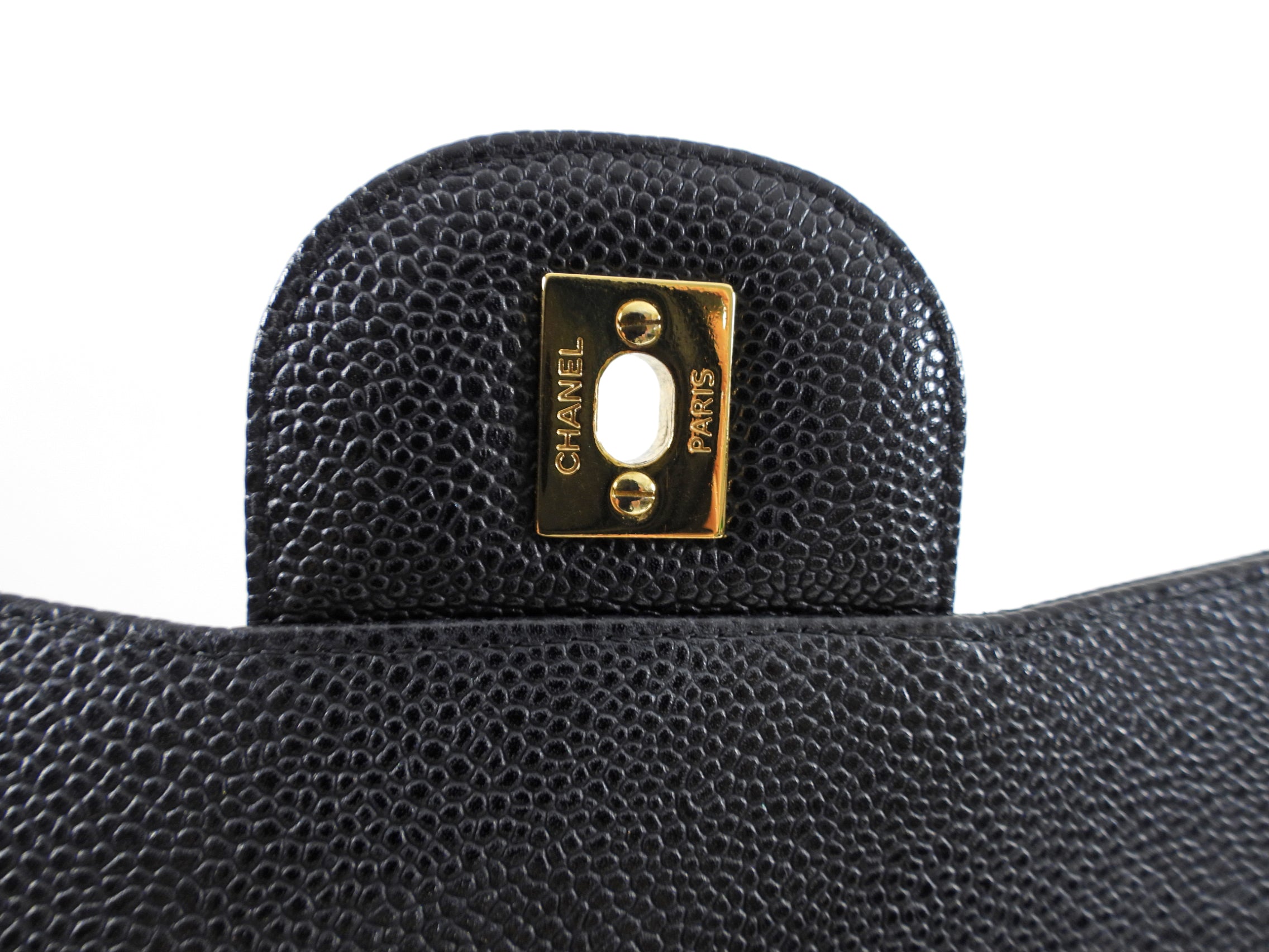 Chanel Black Caviar Jumbo Double Classic Flap Bag