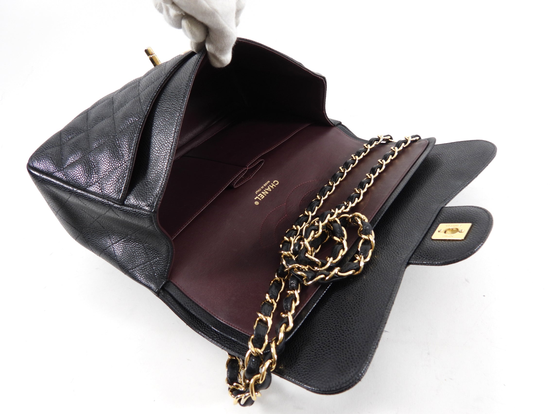Chanel Black Caviar Jumbo Double Classic Flap Bag
