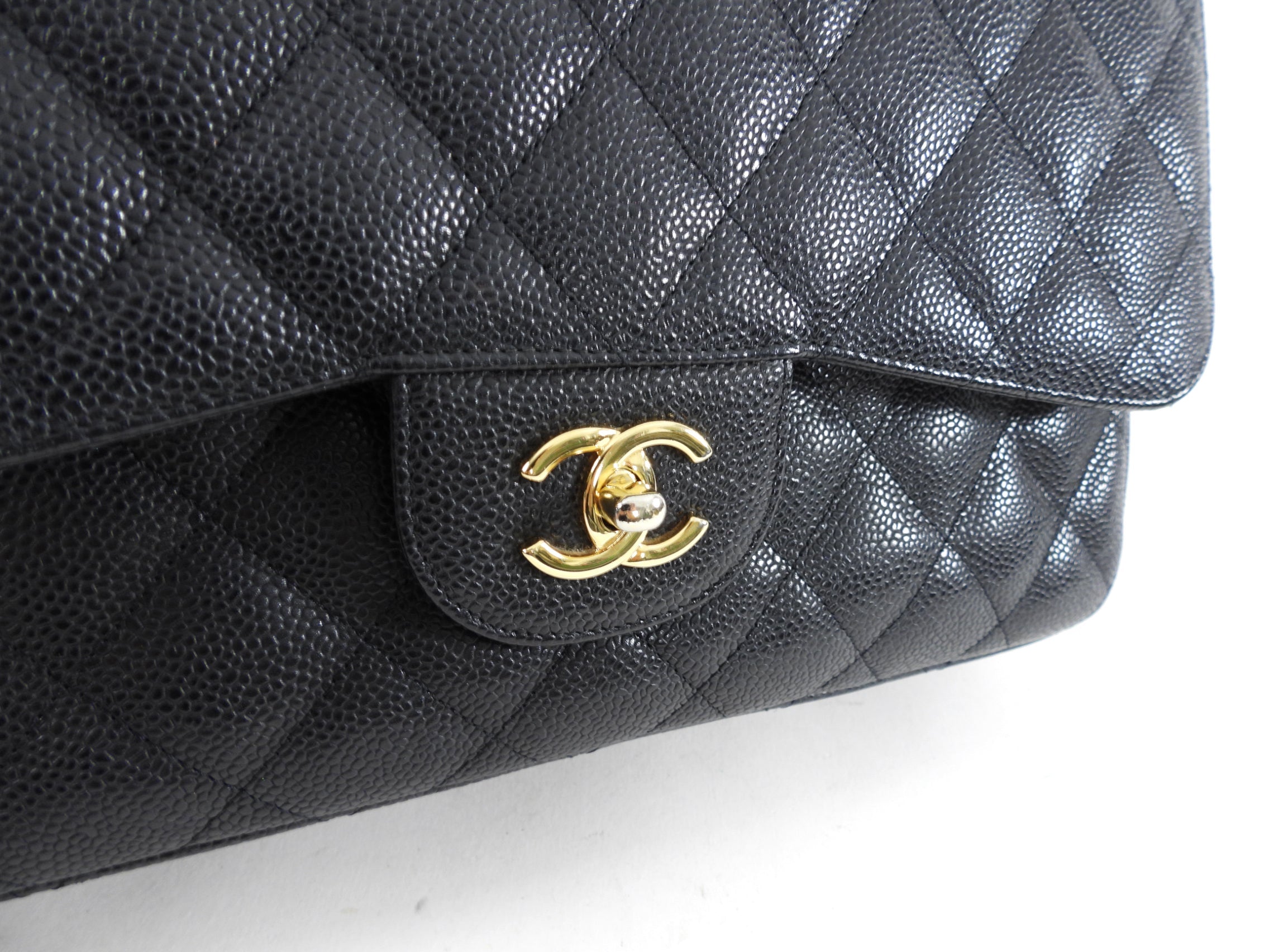 Chanel Black Caviar Jumbo Double Classic Flap Bag