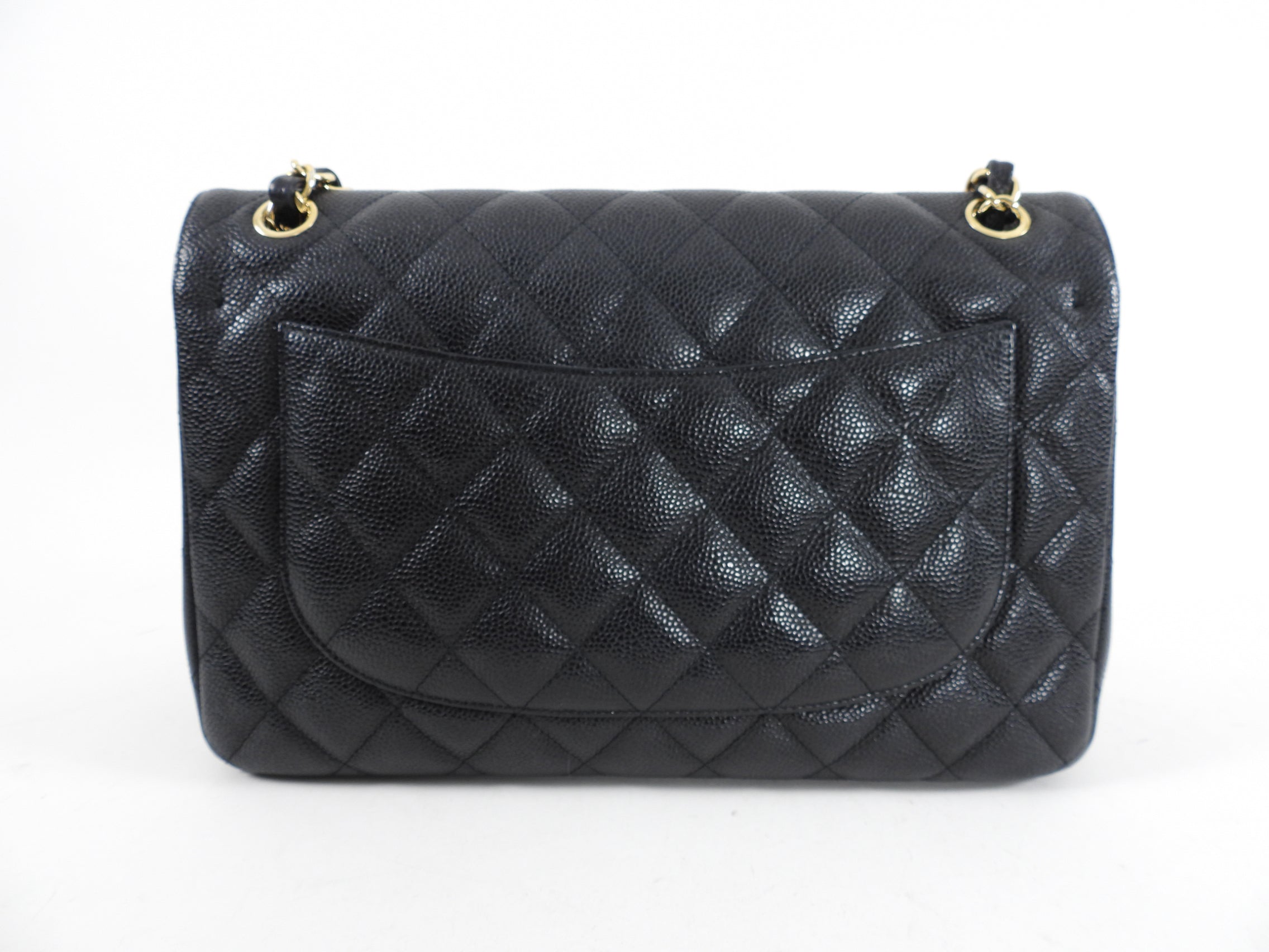 Chanel Black Caviar Jumbo Double Classic Flap Bag