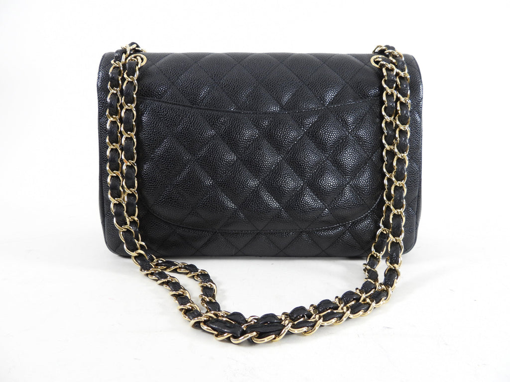 Chanel Black Caviar Jumbo Double Classic Flap Bag