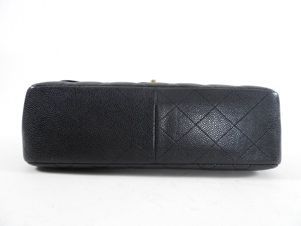 Chanel Black Caviar Jumbo Double Classic Flap Bag