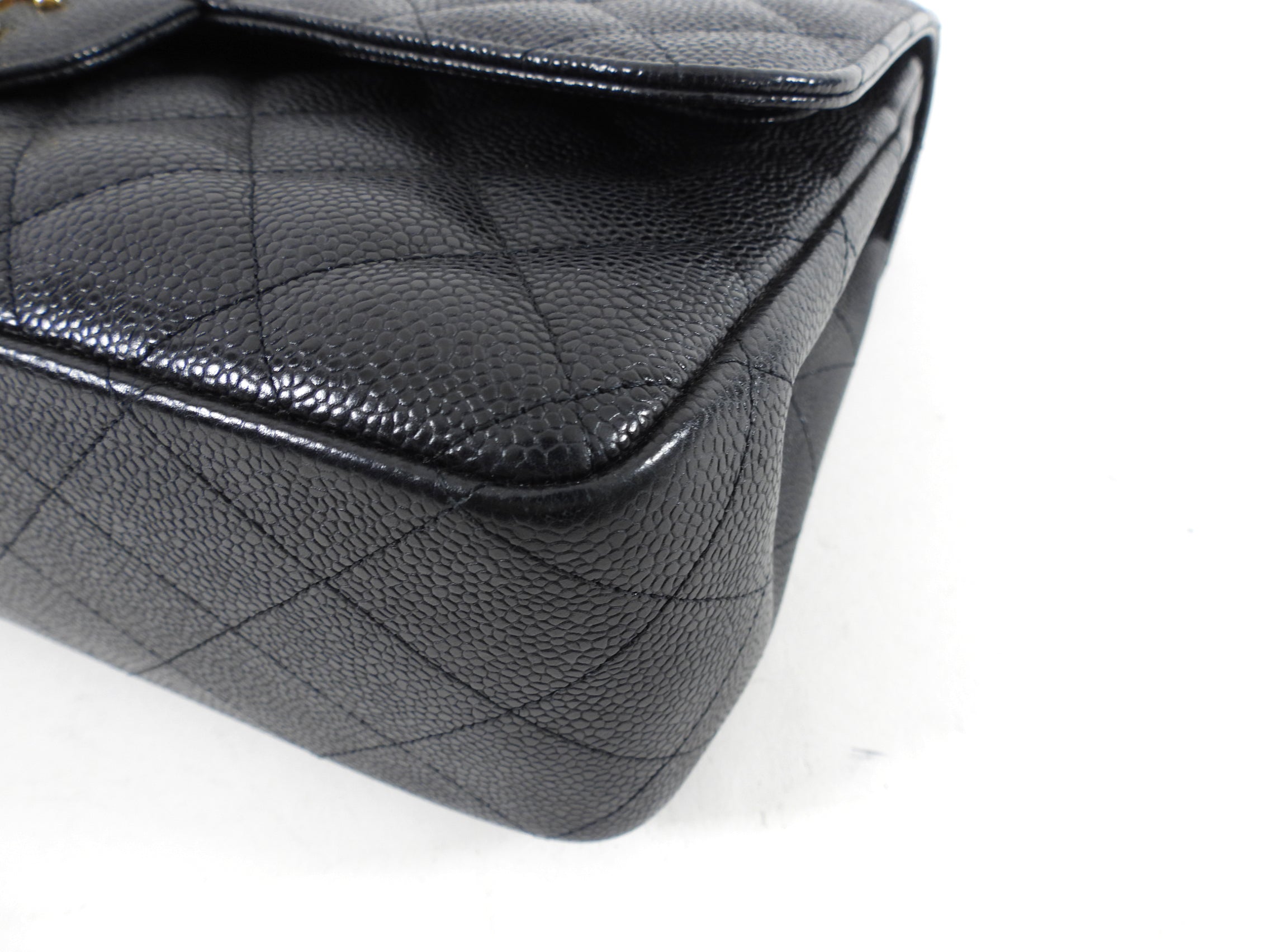 Chanel Black Caviar Jumbo Double Classic Flap Bag