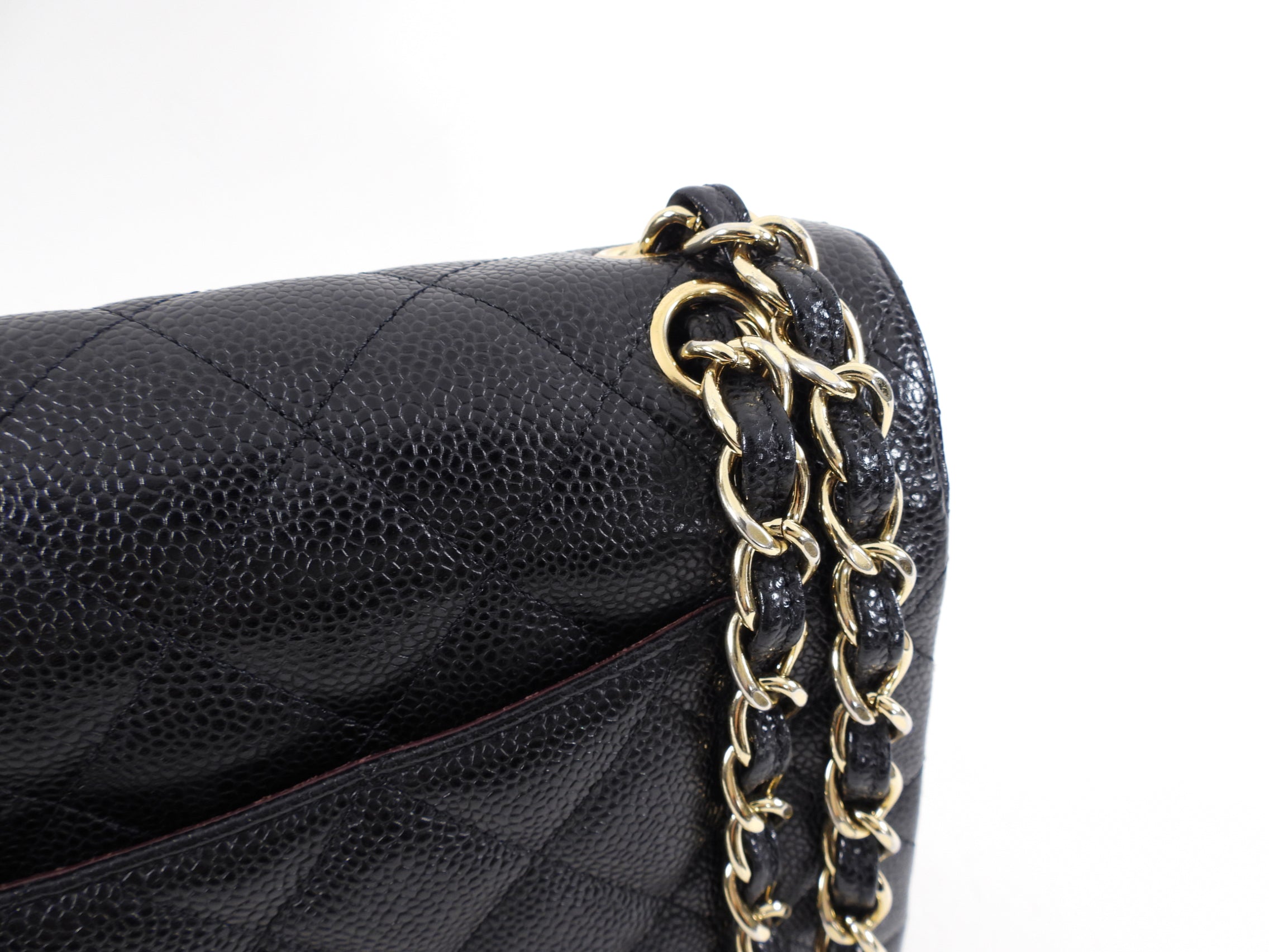 Chanel Black Caviar Jumbo Double Classic Flap Bag