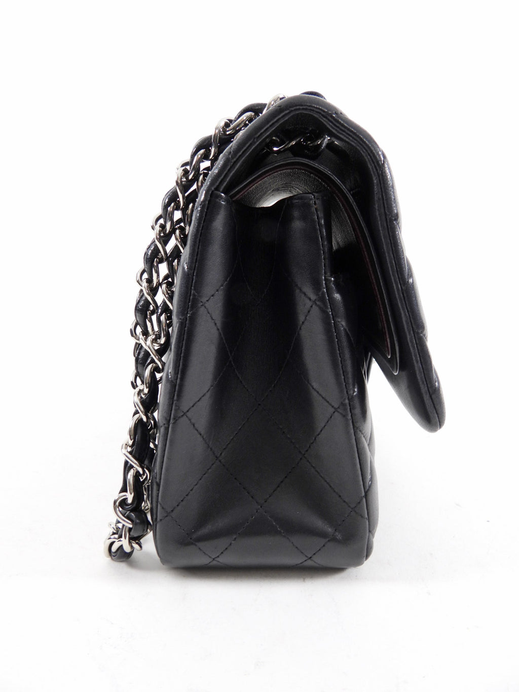 Chanel Black Lambskin Leather Jumbo Double Classic Flap Bag SHW