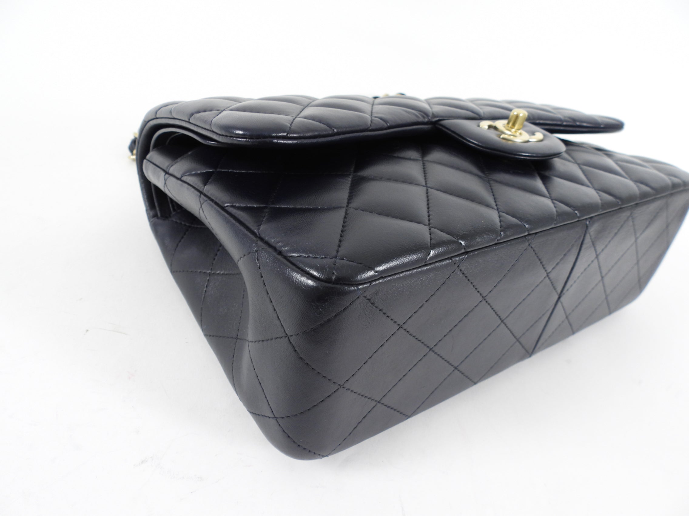 Chanel Midnight Navy Lambskin Jumbo Classic Double Flap Bag GHW