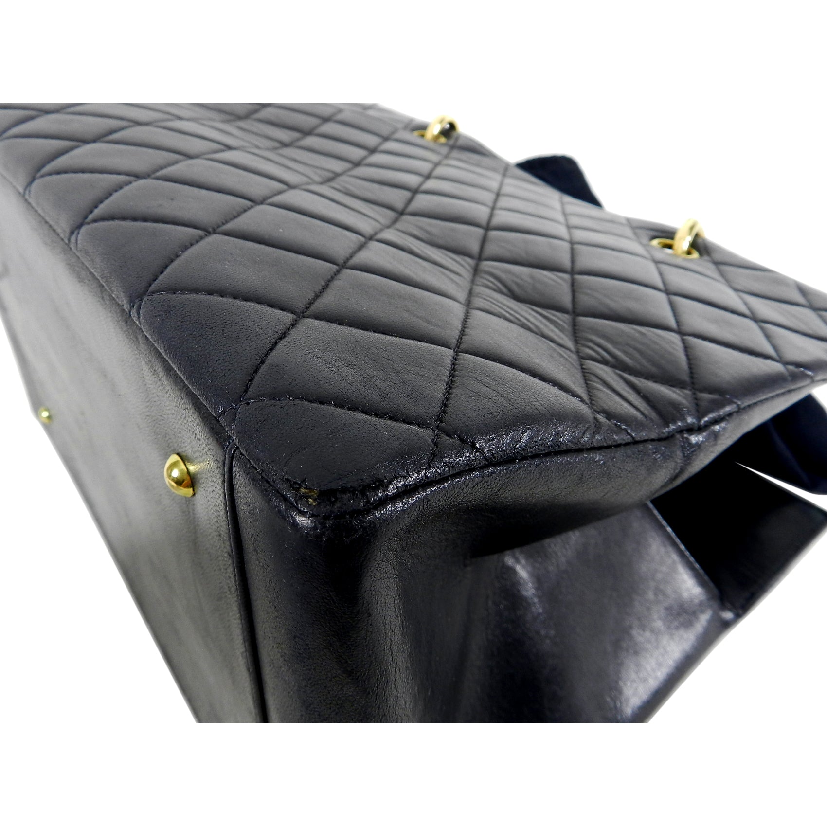 Chanel Vintage 1990's Large Lambskin Quilted CC Logo Tote Bag