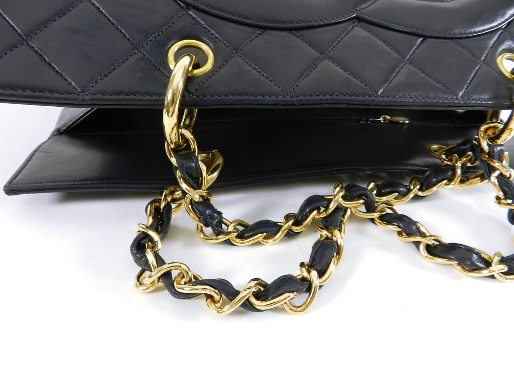 Chanel Vintage 1990's Large Lambskin Quilted CC Logo Tote Bag