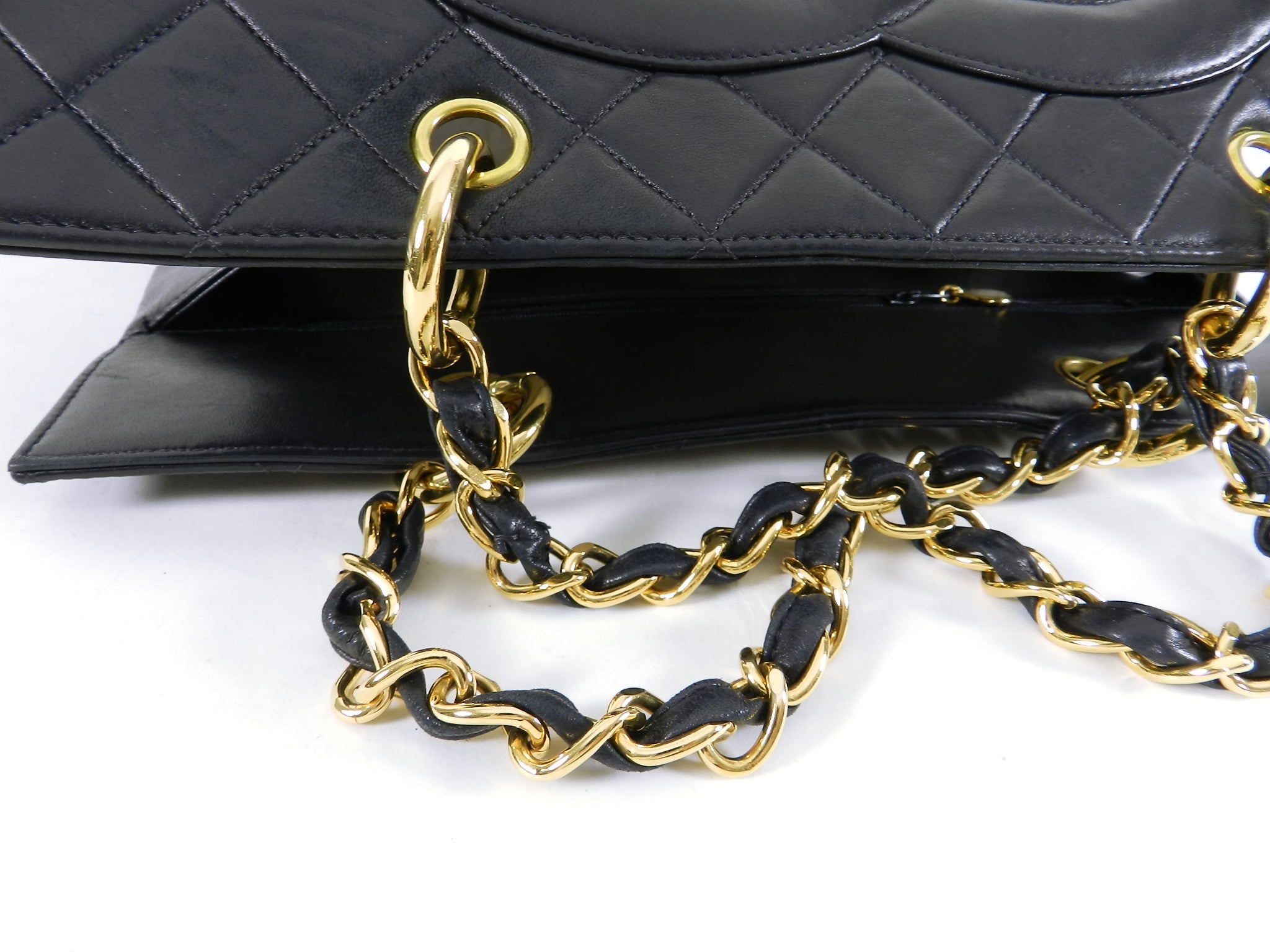 Chanel Vintage 1990's Large Lambskin Quilted CC Logo Tote Bag