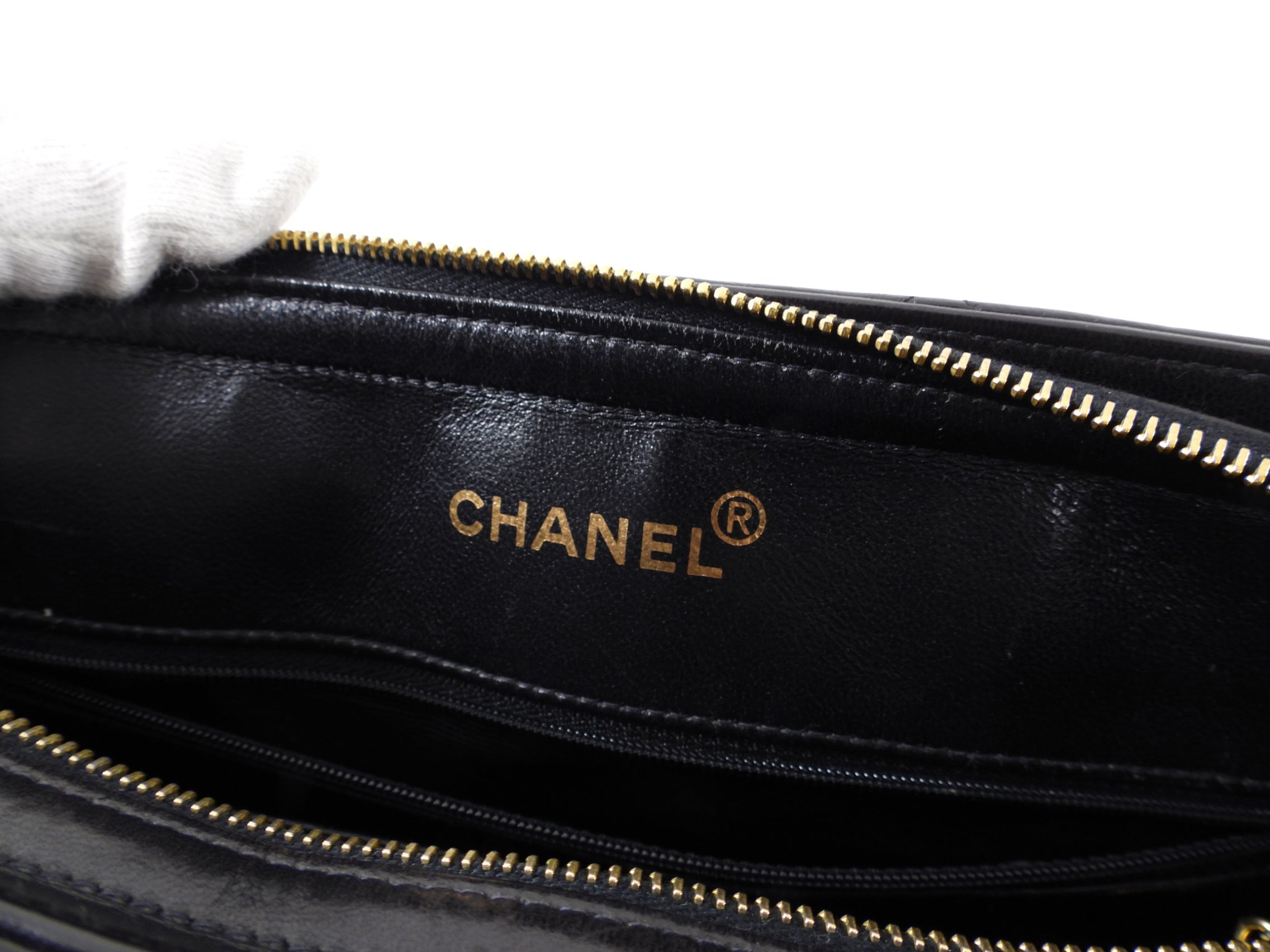 Chanel Vintage 1996 Small Black Lambskin Chain Strap Bag