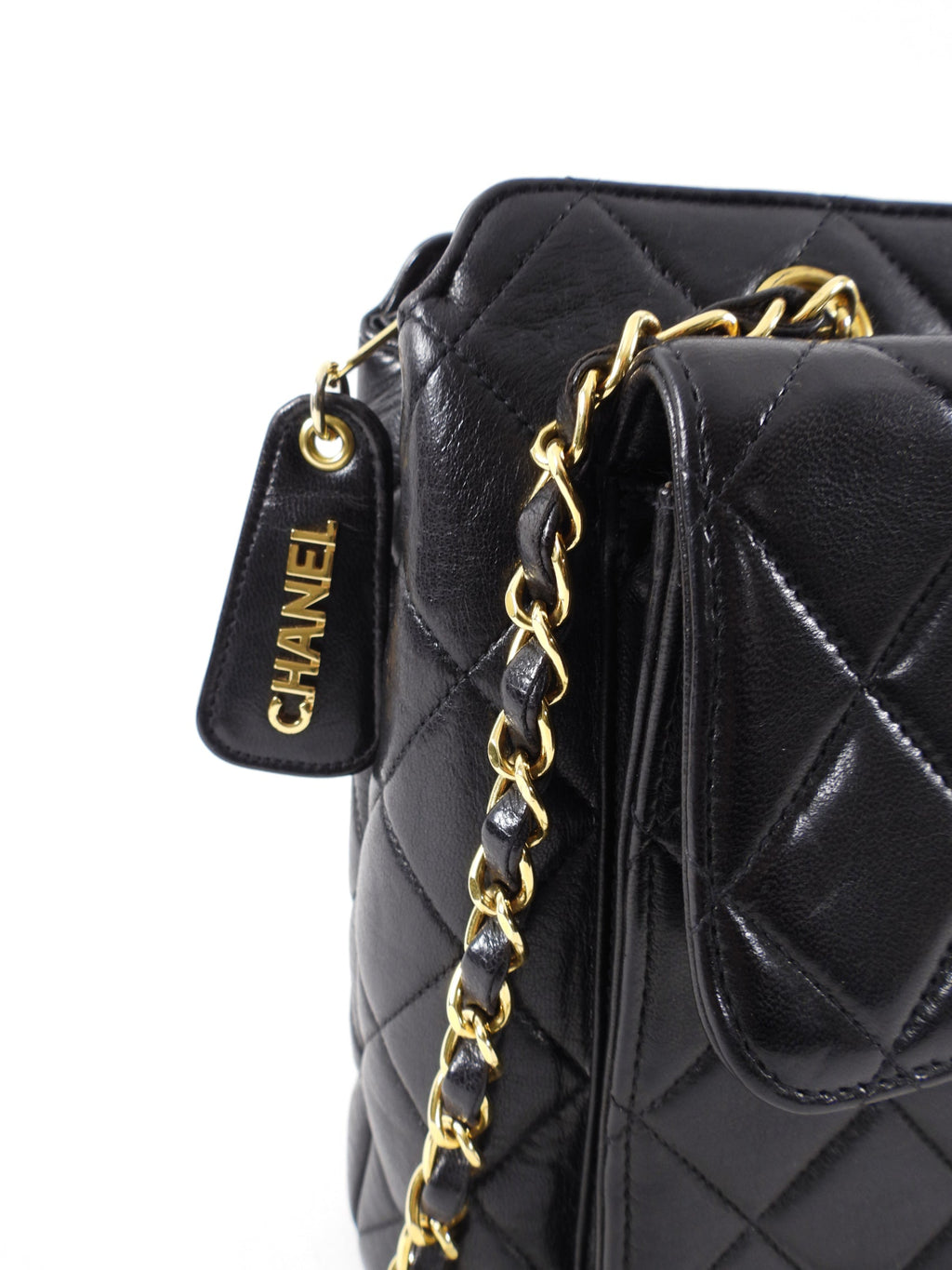 Chanel Vintage 1996 Small Black Lambskin Chain Strap Bag
