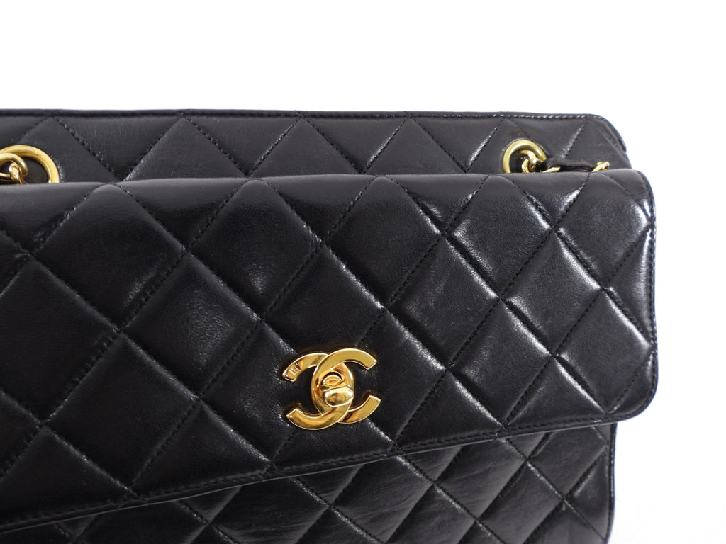 Chanel Vintage 1996 Small Black Lambskin Chain Strap Bag