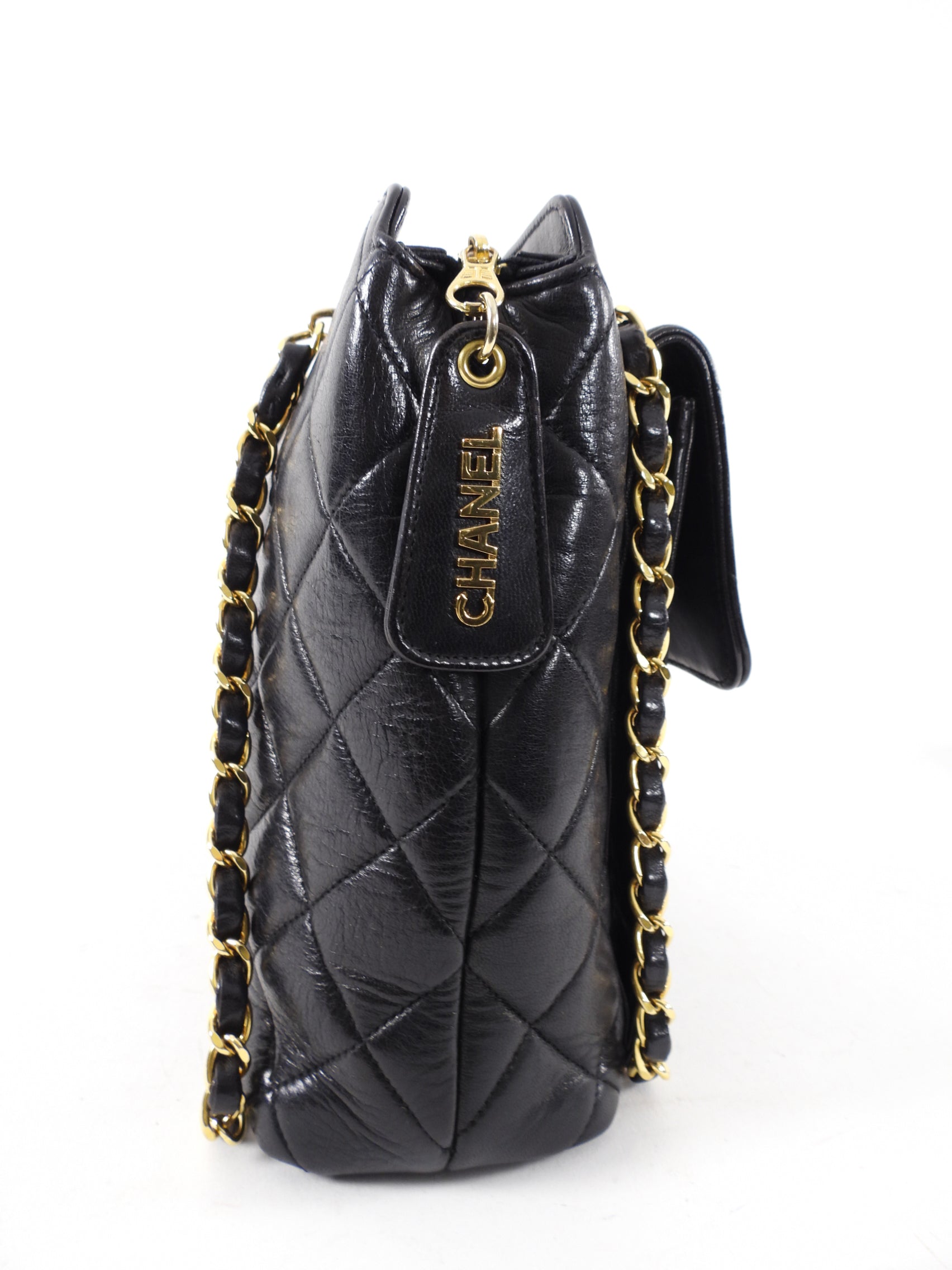 Chanel Vintage 1996 Small Black Lambskin Chain Strap Bag