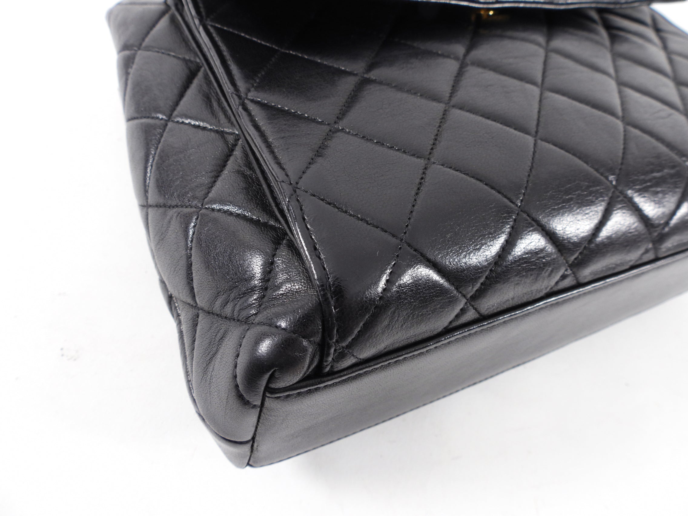 Chanel Vintage 1996 Small Black Lambskin Chain Strap Bag