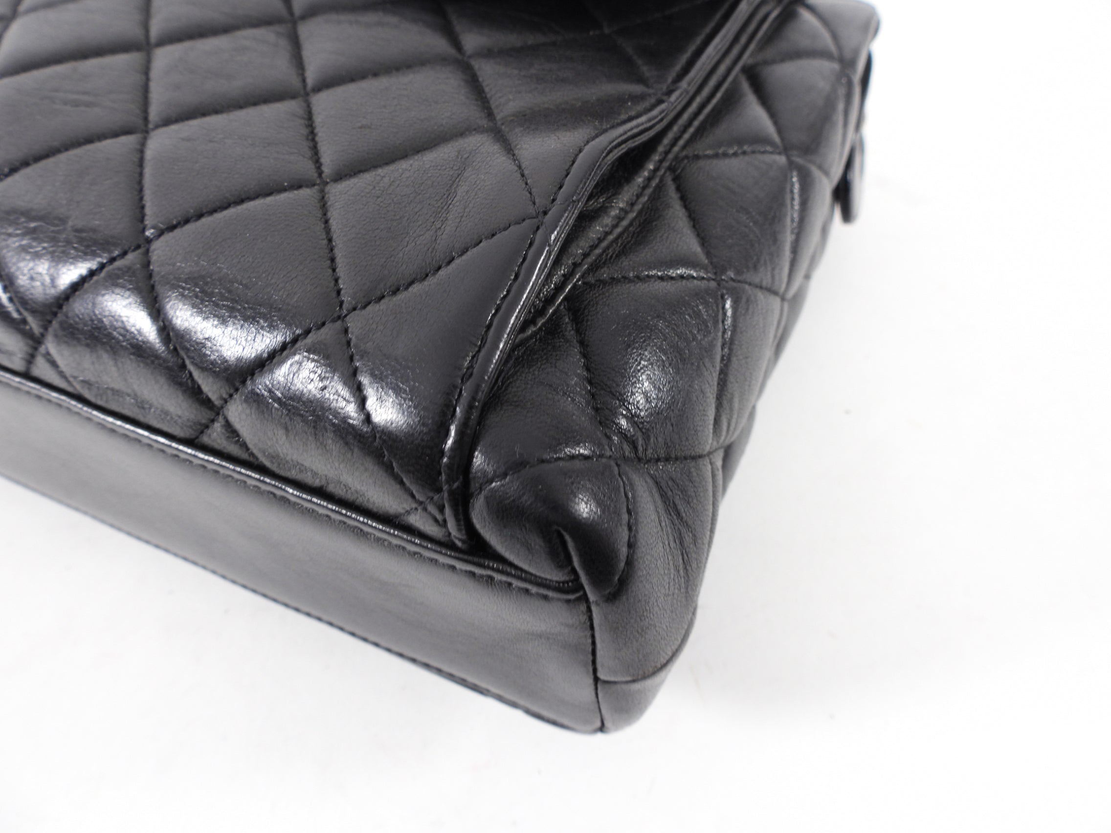 Chanel Vintage 1996 Small Black Lambskin Chain Strap Bag