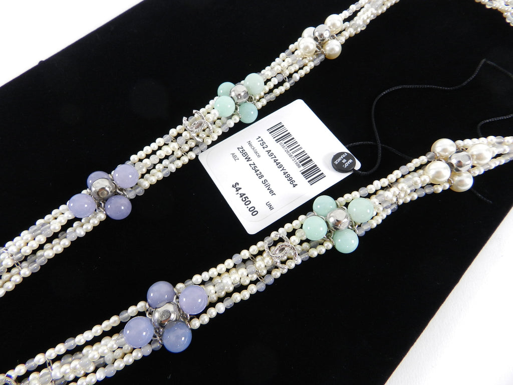 Chanel 17S Pearl Bead Deco Style Lanyard Runway Necklace