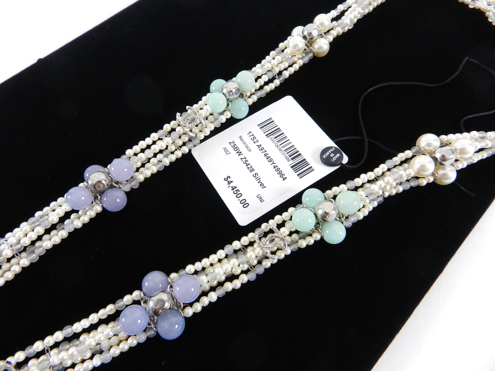 Chanel 17S Pearl Bead Deco Style Lanyard Runway Necklace