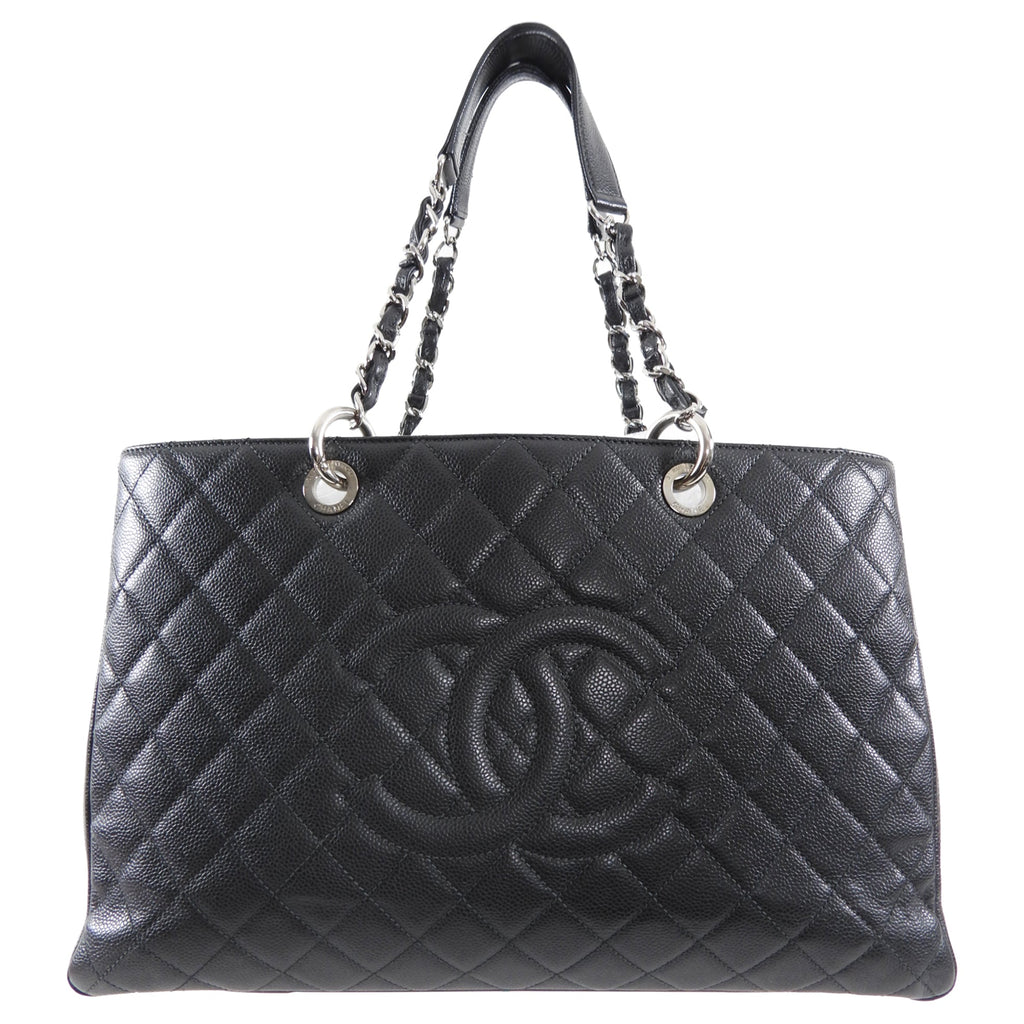 Chanel XL Black Caviar Leather Large GST Grand Shopping Tote Bag SHW