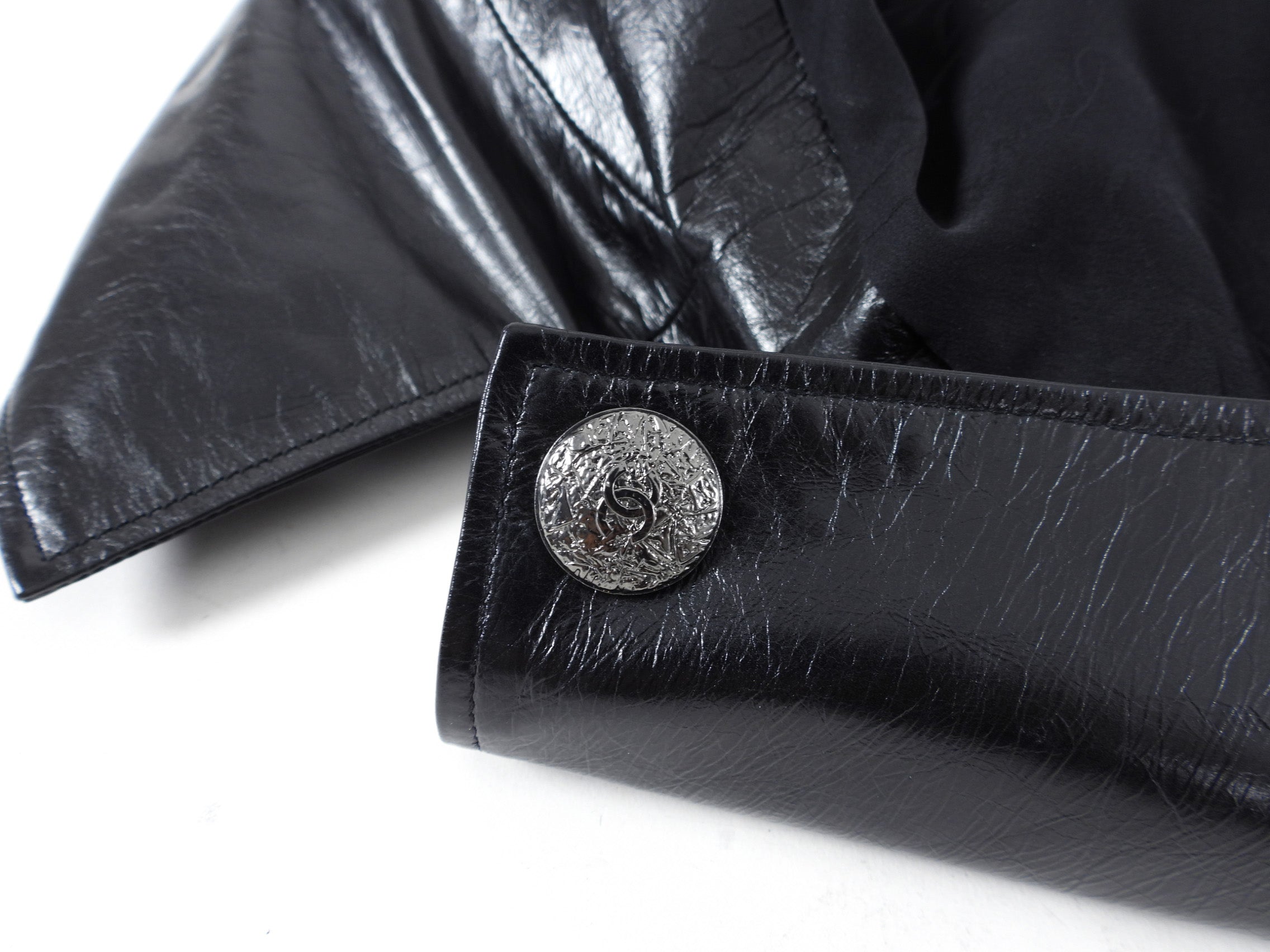 Chanel 14K Black Leather Flare Coat - FR38  (USA M)