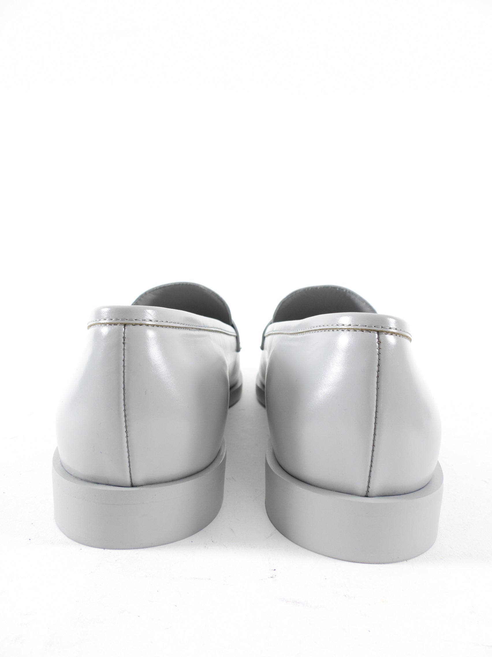 Chanel Putty Grey Glossed Leather CC Loafer - 39.5