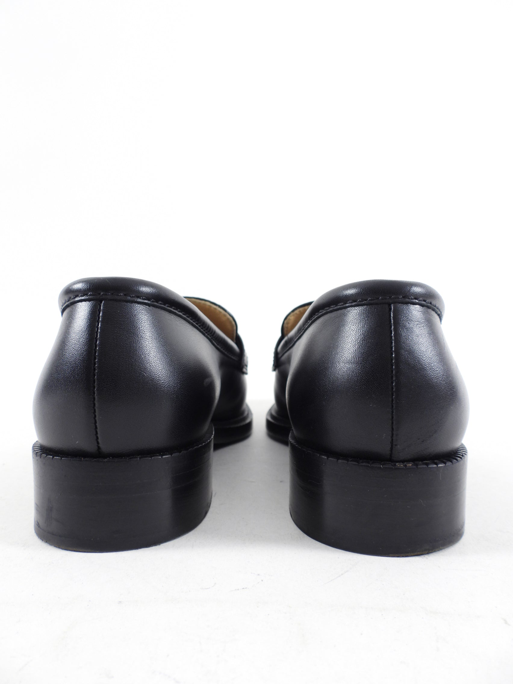 Chanel Black Leather Quilted CC Loafers - 40