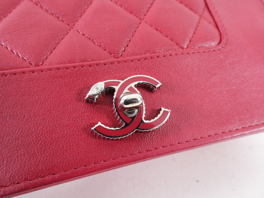 Chanel Cherry Pink Quilted Mademoiselle Wallet on Chain Bag