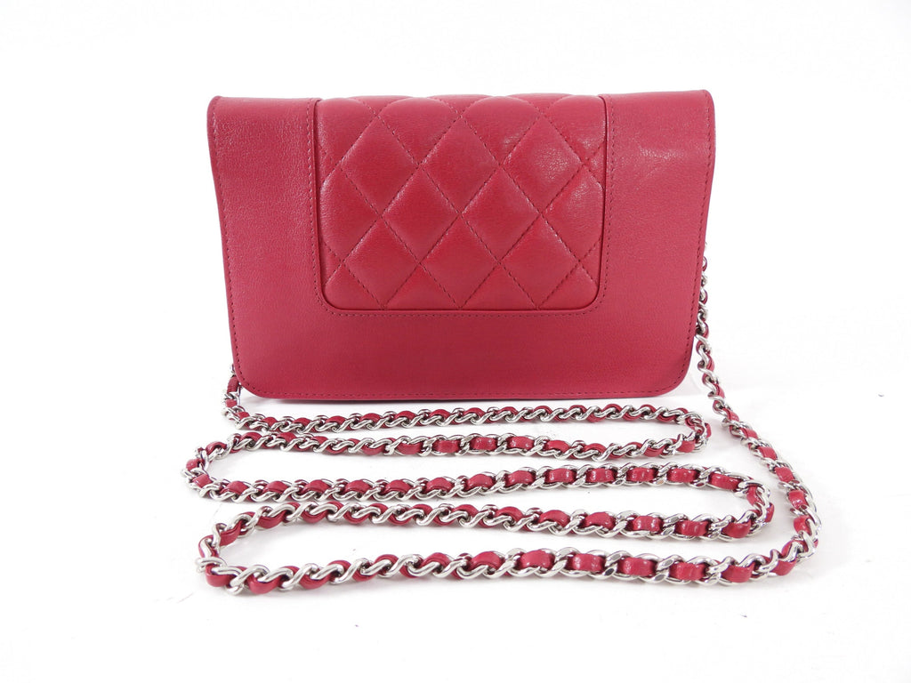 Chanel Cherry Pink Quilted Mademoiselle Wallet on Chain Bag