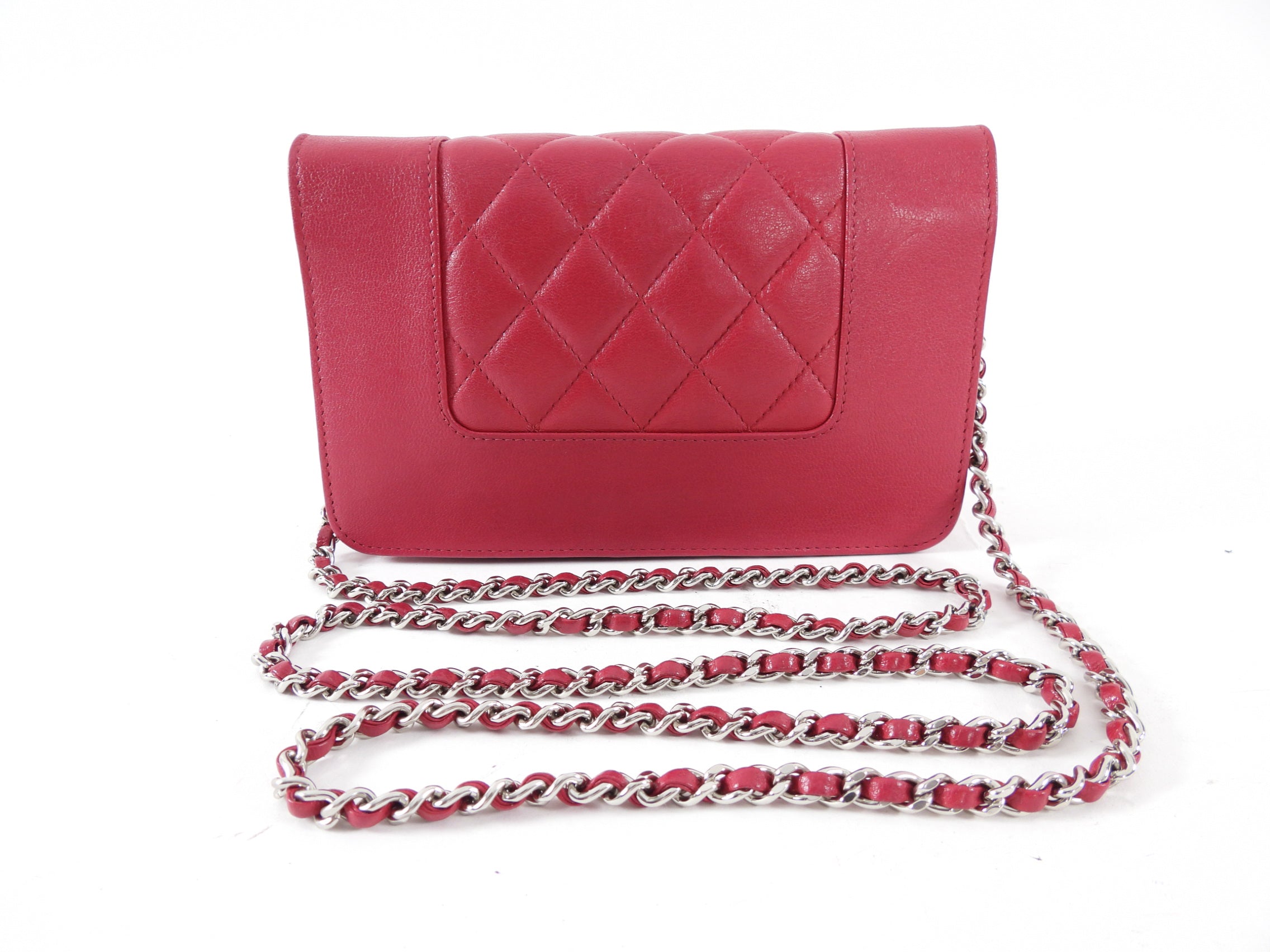 Chanel Cherry Pink Quilted Mademoiselle Wallet on Chain Bag