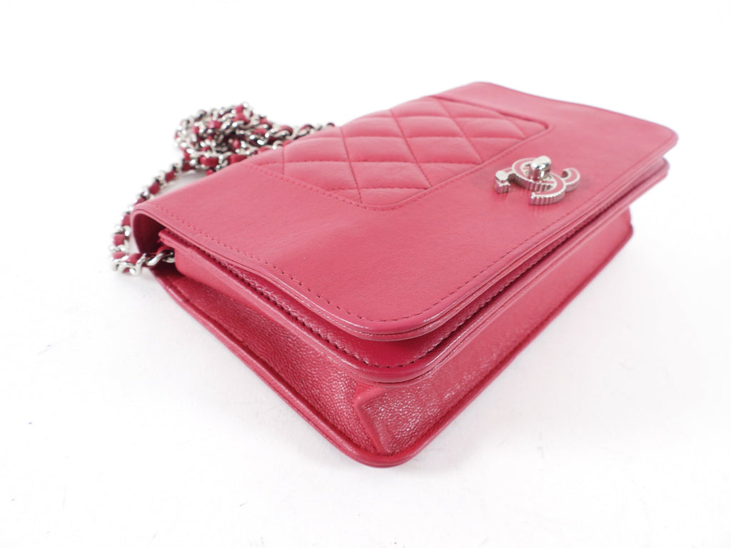 Chanel Cherry Pink Quilted Mademoiselle Wallet on Chain Bag