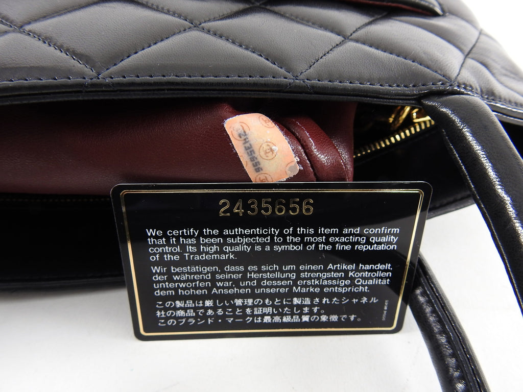 Chanel 1991 Vintage Black Lambskin CC Medallion Tote Bag