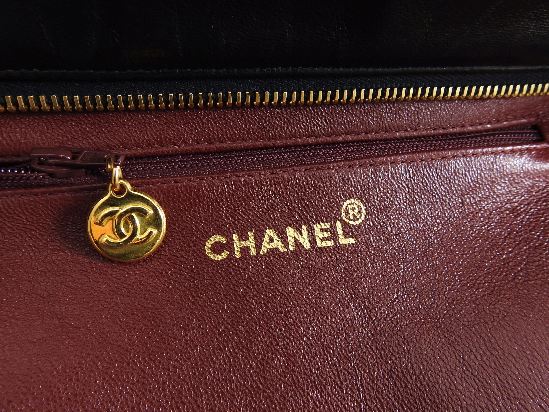 Chanel 1991 Vintage Black Lambskin CC Medallion Tote Bag