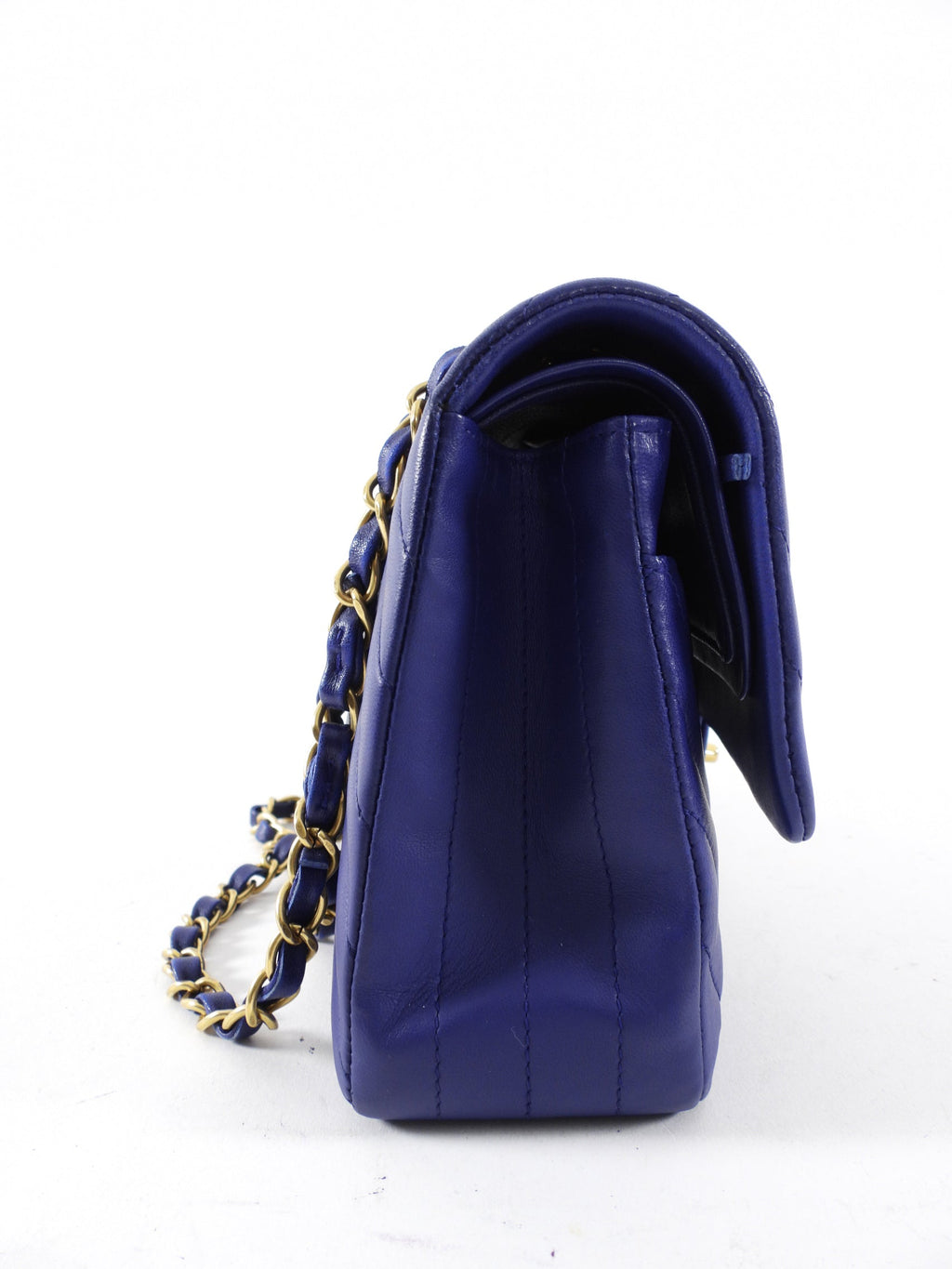 Chanel Blue Chevron Quilted Medium Double Classic Flap Bag GHW