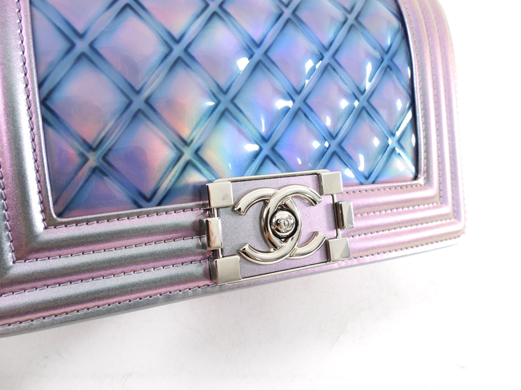 Chanel 18S Lilac Purple Holographic Mermaid Classic Small Boy Flap Bag