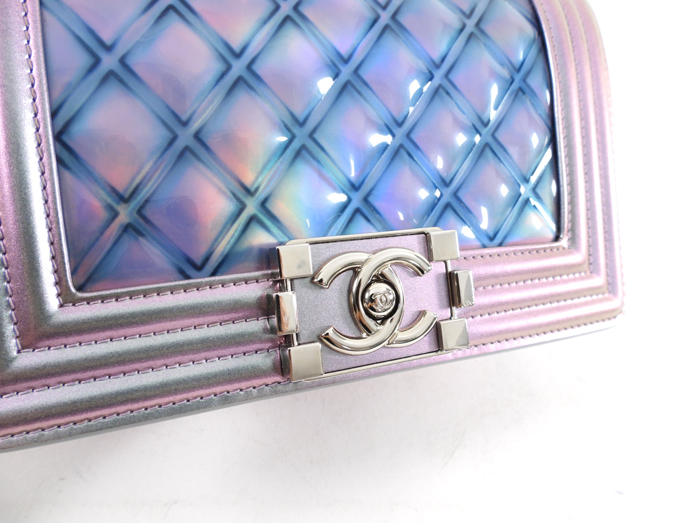Chanel 18S Lilac Purple Holographic Mermaid Classic Small Boy Flap Bag
