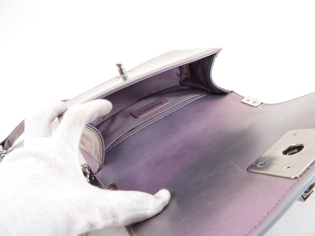 Chanel 18S Lilac Purple Holographic Mermaid Classic Small Boy Flap Bag