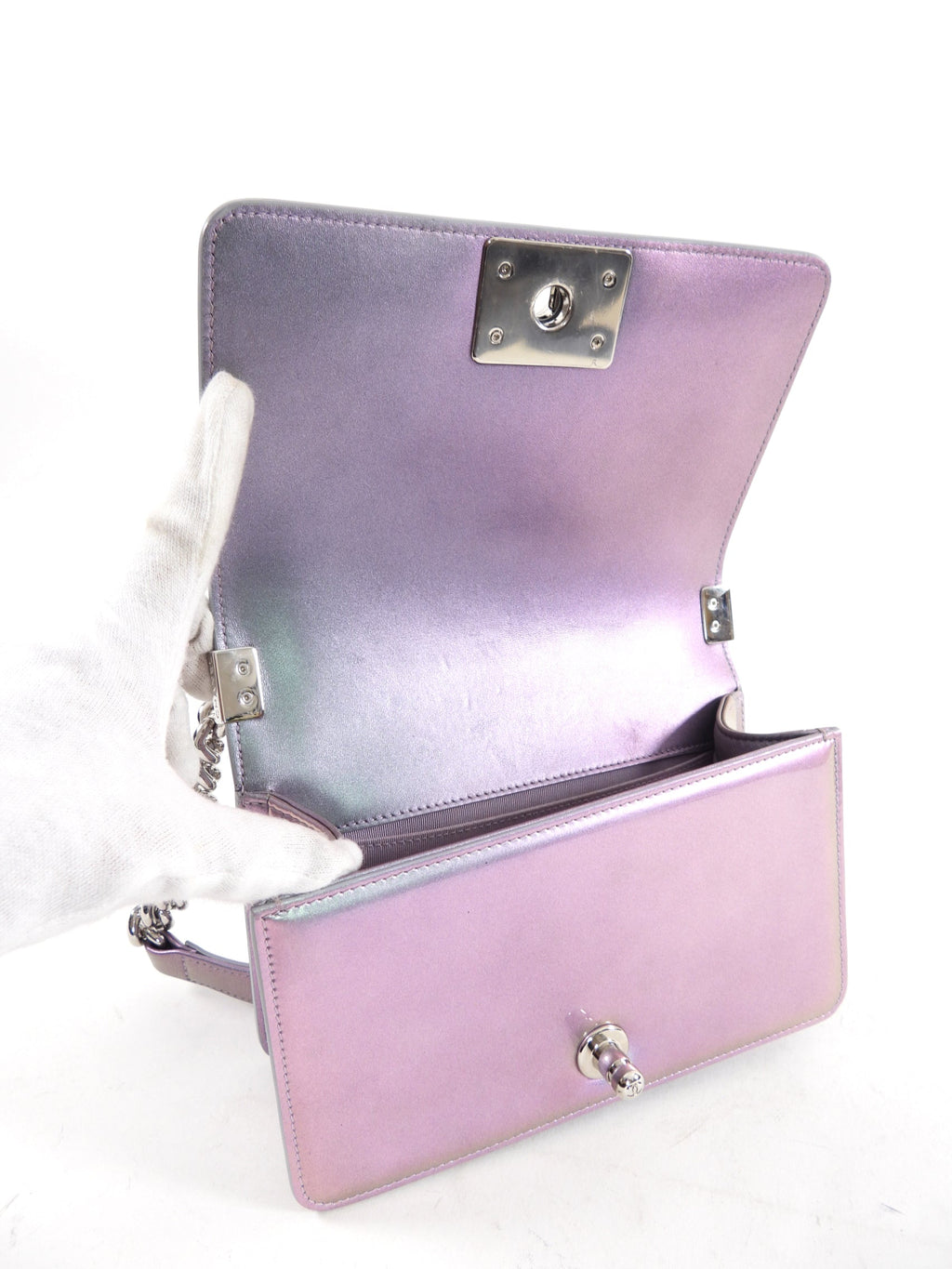 Chanel 18S Lilac Purple Holographic Mermaid Classic Small Boy Flap Bag