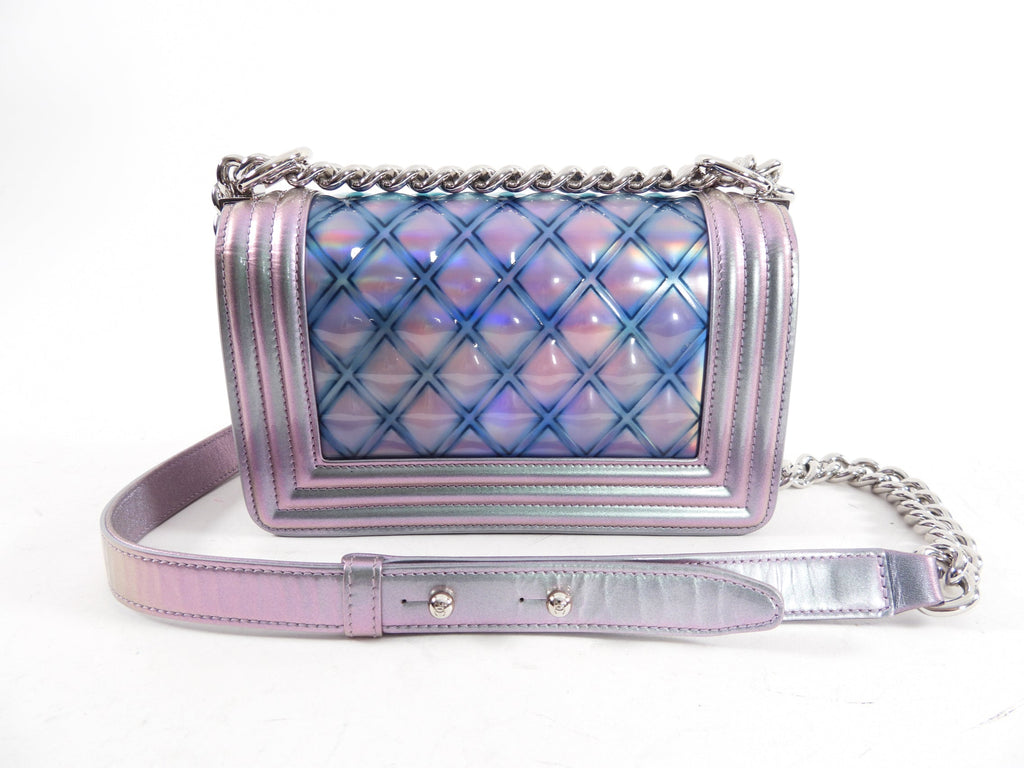 Chanel 18S Lilac Purple Holographic Mermaid Classic Small Boy Flap Bag