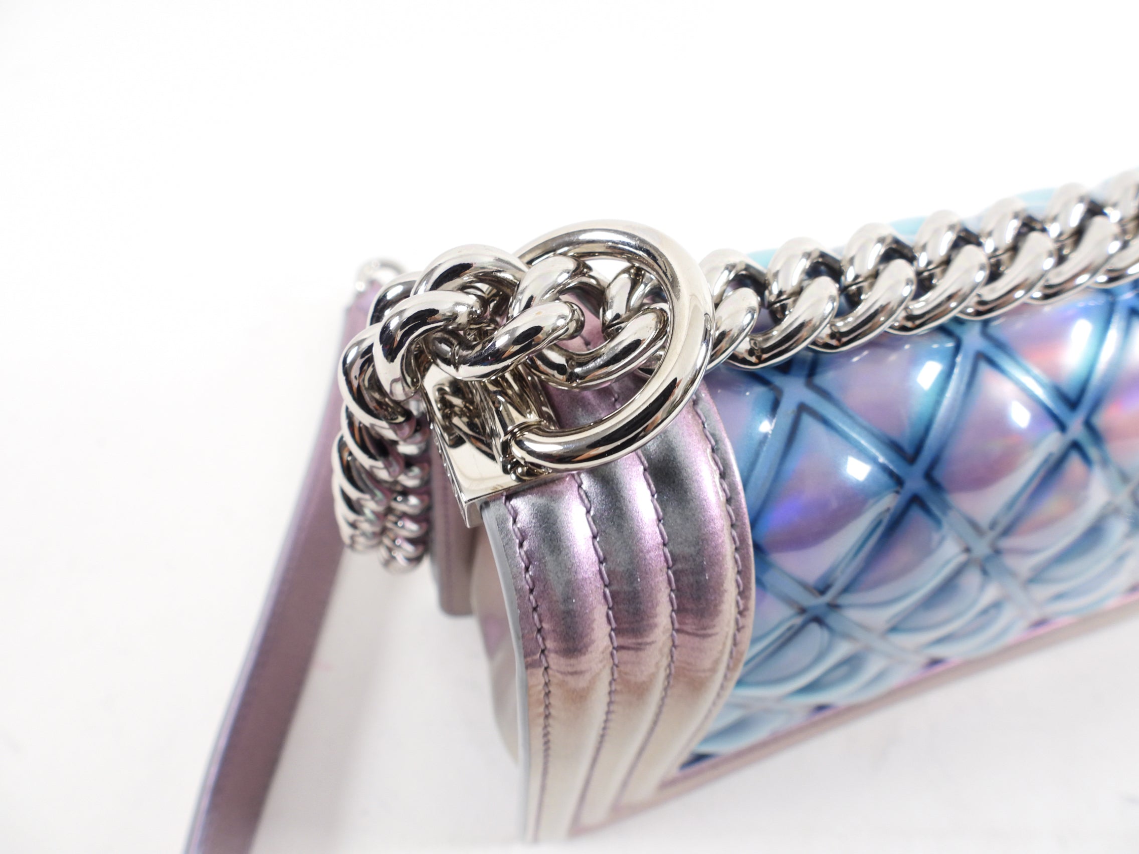 Chanel 18S Lilac Purple Holographic Mermaid Classic Small Boy Flap Bag