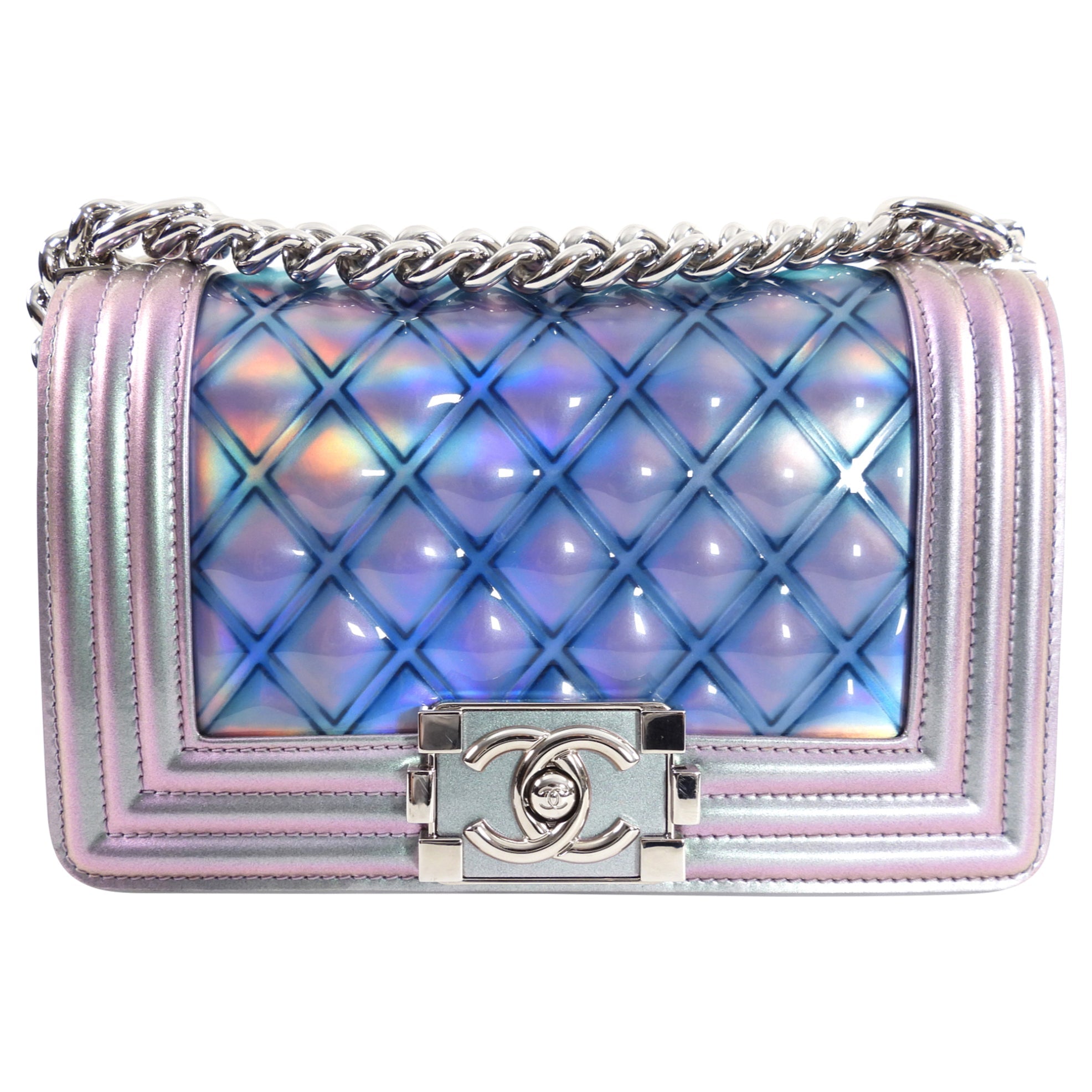 Chanel 18S Lilac Purple Holographic Mermaid Classic Small Boy Flap Bag