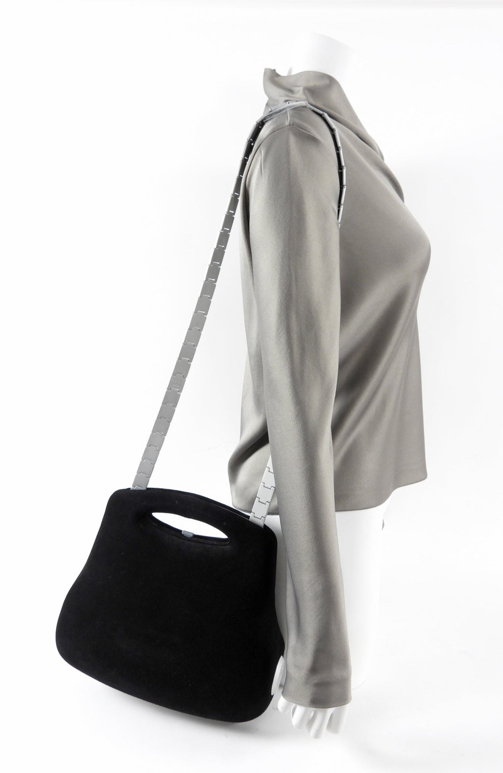 Chanel Black  Suede 2005 Millenium Hip / Butt Bag