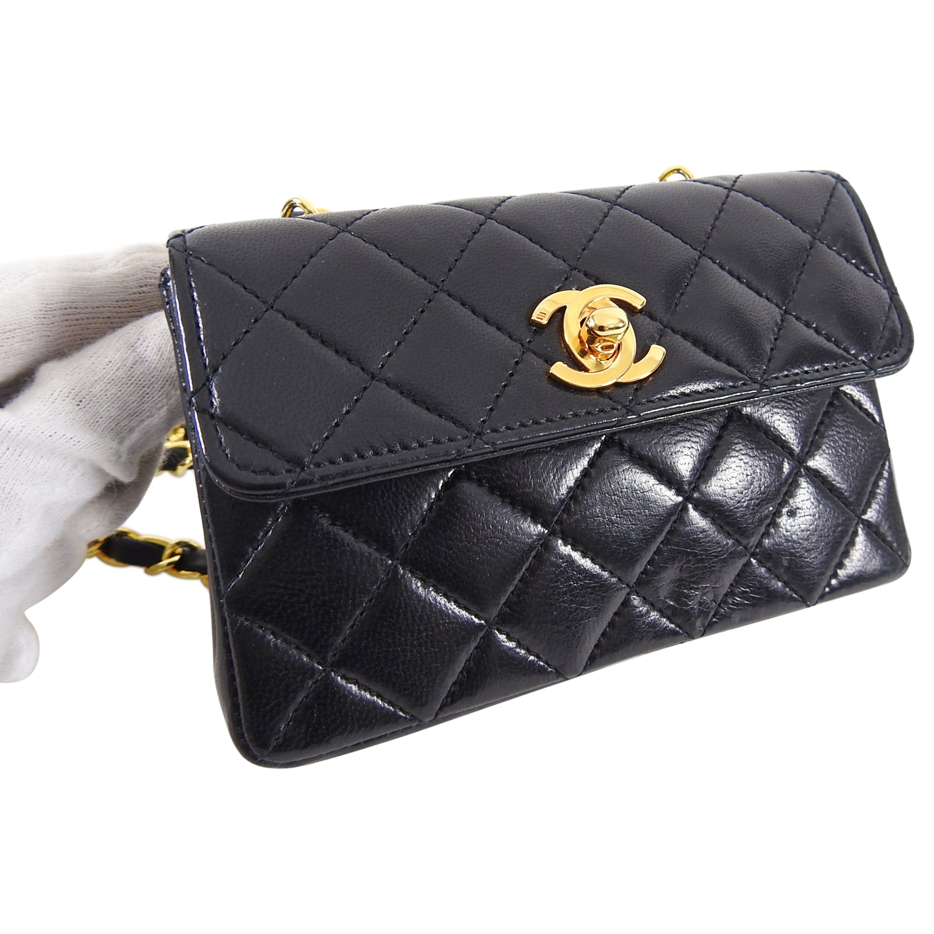 Chanel Vintage 1989-1991 Micro Mini Lambskin Flap Bag