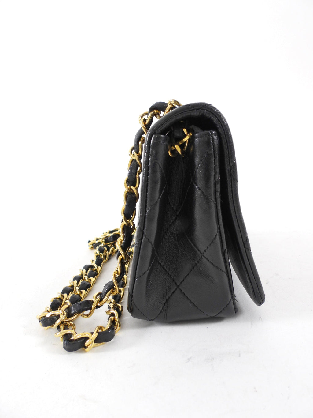 Chanel Vintage 1989 Mini Black Lambskin Quilted Full Flap Bag