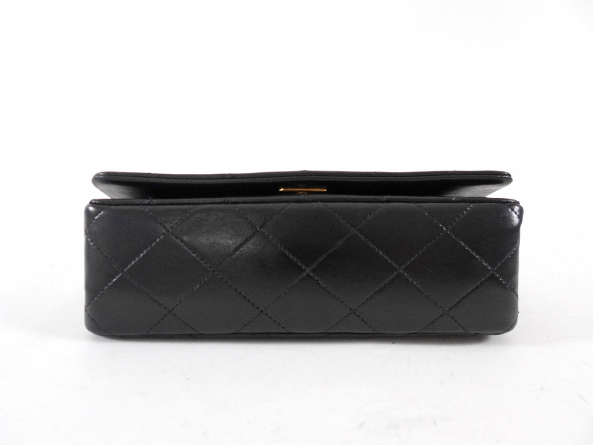 Chanel Vintage 1989 Mini Black Lambskin Quilted Full Flap Bag