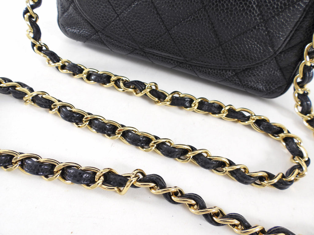 Chanel Black Caviar Vintage Square Mini Flap Bag GHW