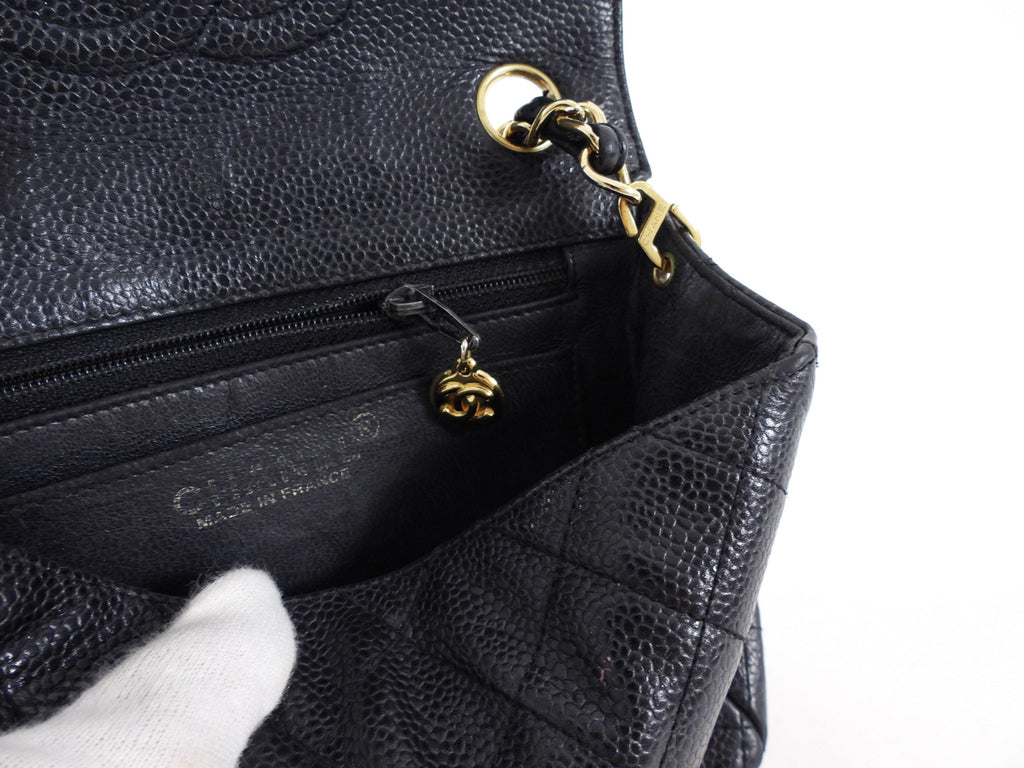 Chanel Black Caviar Vintage Square Mini Flap Bag GHW