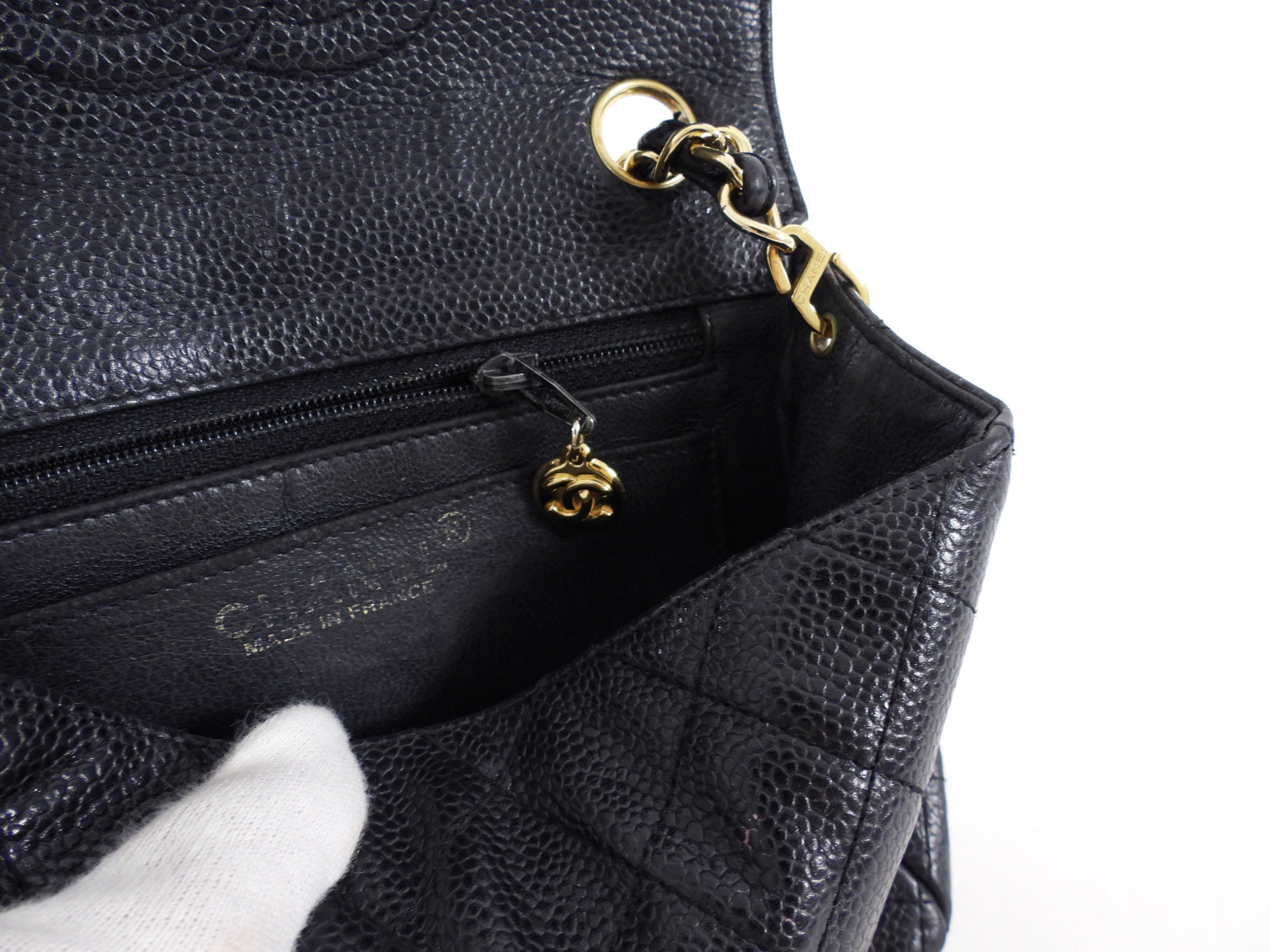 Chanel Black Caviar Vintage Square Mini Flap Bag GHW